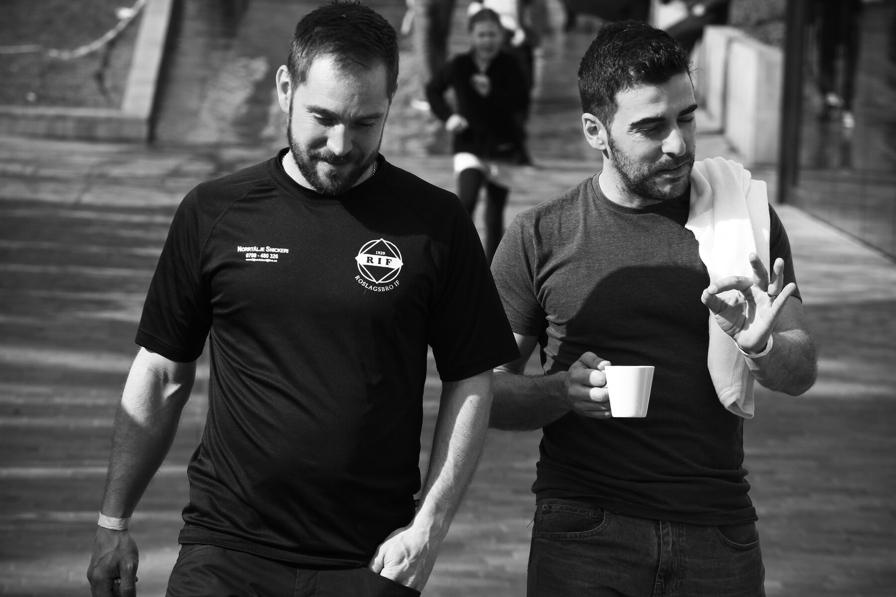 People coordinating during an international football event